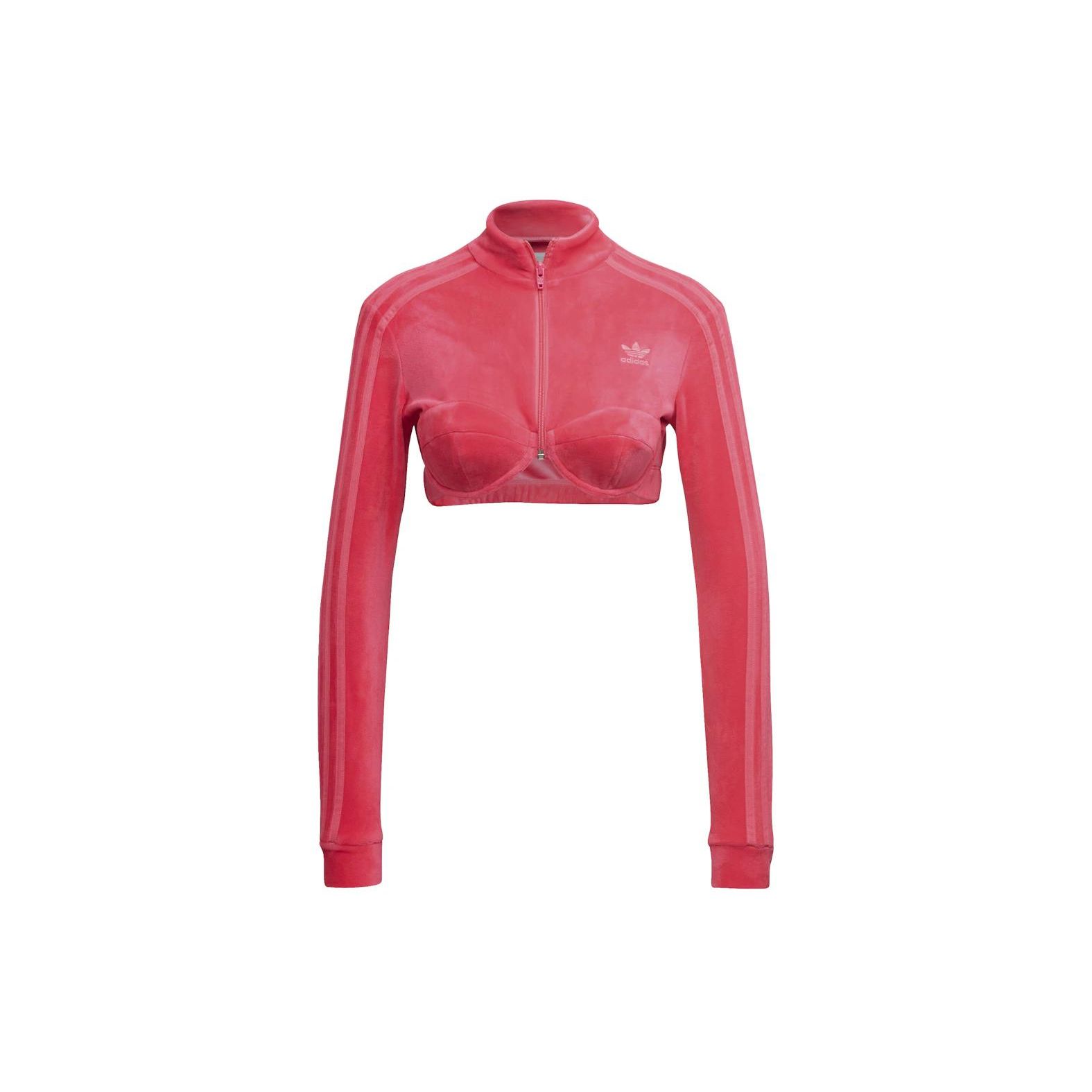 adidas Originals x Jeremy Scott Women s Velour Bra Track Top Solar Pink H50967 XL