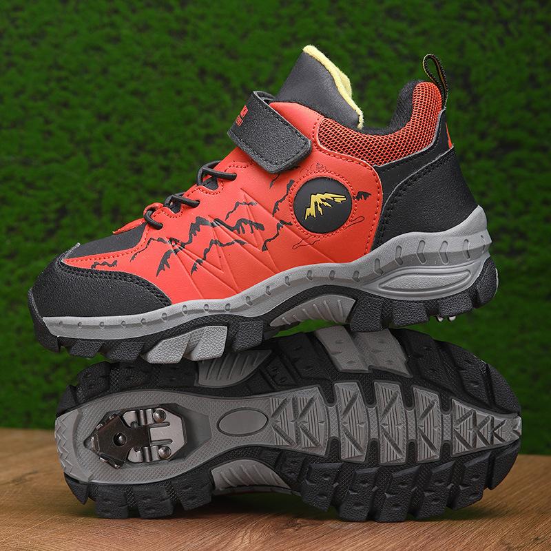 

Мальчиковые ботинки альпинистские зимние хлопковые ботинки Мальчиковые утолщенные бархатные теплые стальные когти нескользящие уличные хлопковые ботинки снегоступы 40/25cm