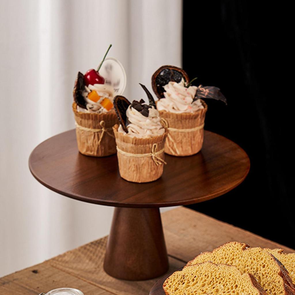 Cake Stand Holder Retro Round Rustic Serving Tray Dessert Display for Anniversary