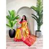 Pure Tissue Silk Saree with Zari Weaving and Meena Work with Running Blouse and Elegant Jaal On the Body.  Blouse : Contrast As Per Video
