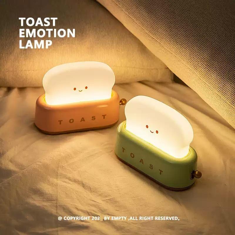 1Pc Bread Machine Night Light Creative USB Charging Dimming Lighting Desk Lamp Led Warm Light Bedroom Bedside Timing Sleeping Light