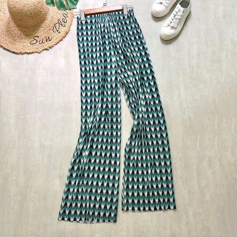 

Floor Pants High Waist Draping Pleats Mop Pants High Waist Drooping Pleated Tie-Dye green One Size
