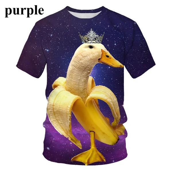 

Fashionable Casual Short Sleeved Banana 3D Printed Men s Cool T-shirt Fun Unisex Summer Round Neck Top XXS