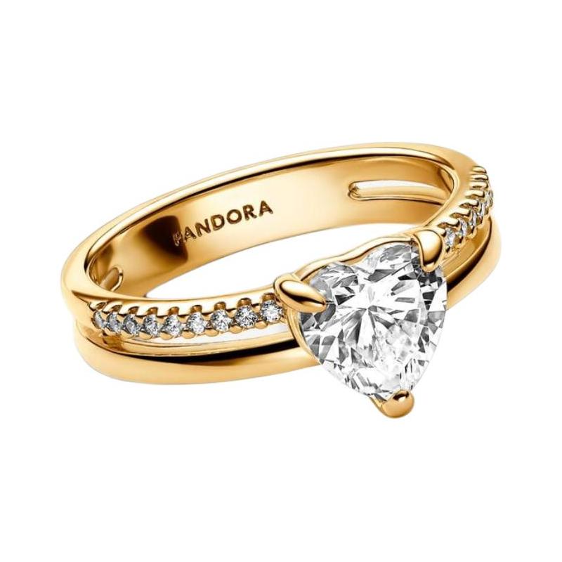 Pandora Logo engraving 14k gold plated ring women s gold 163100C01 золотой