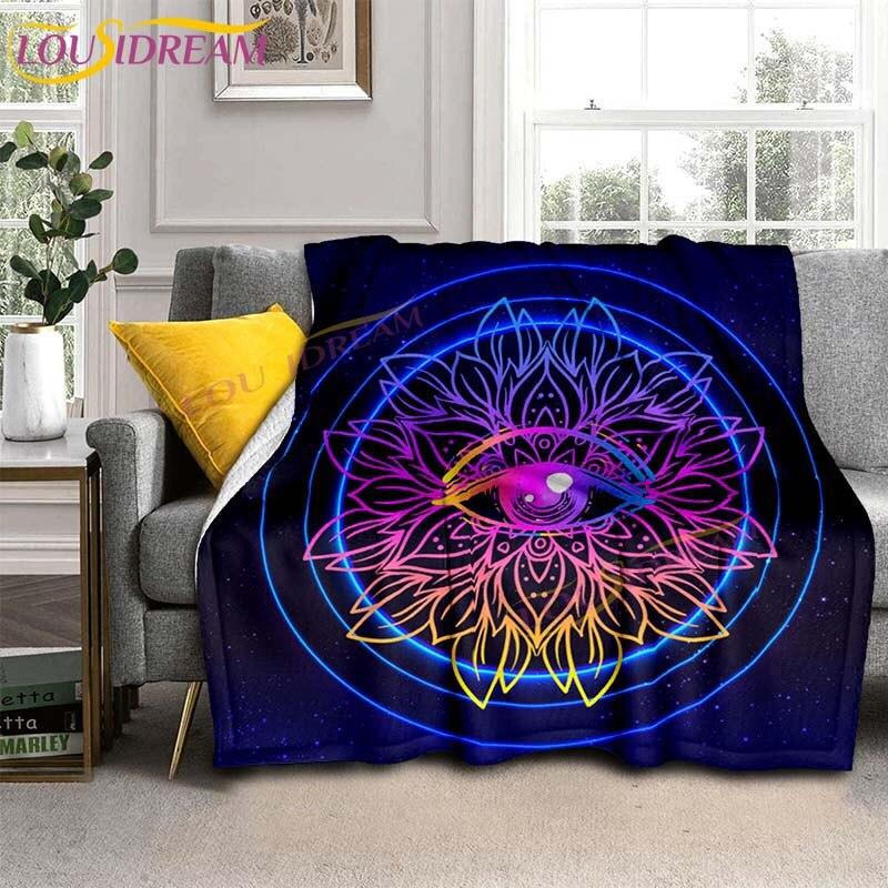 Evil Eye włoski prezent Malocchio Eye niebieski i biały koc rzut koc narzuta na kanapę Boho Chic Distressed Tribal Decor
