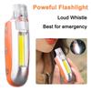 Sifflet Lumineux Multifonctionnel LED Lampe Torche Portative COB pour Camping Réglage 3 Vitesses Lampe Torche Sifflet d'Urgence