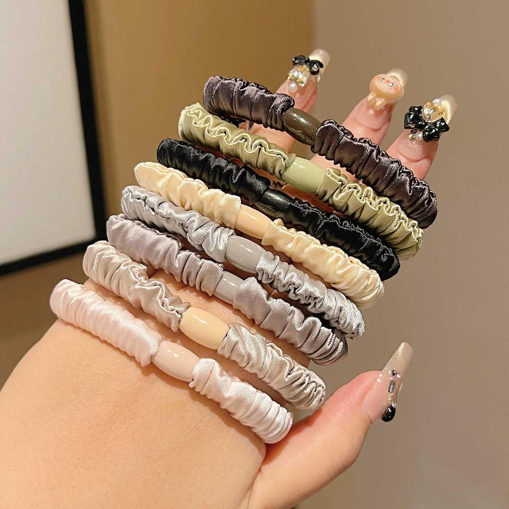 Premium Korean Style Ice Silk Pleated Hair Tie - Elastic Soft Ring for Simple Ponytails