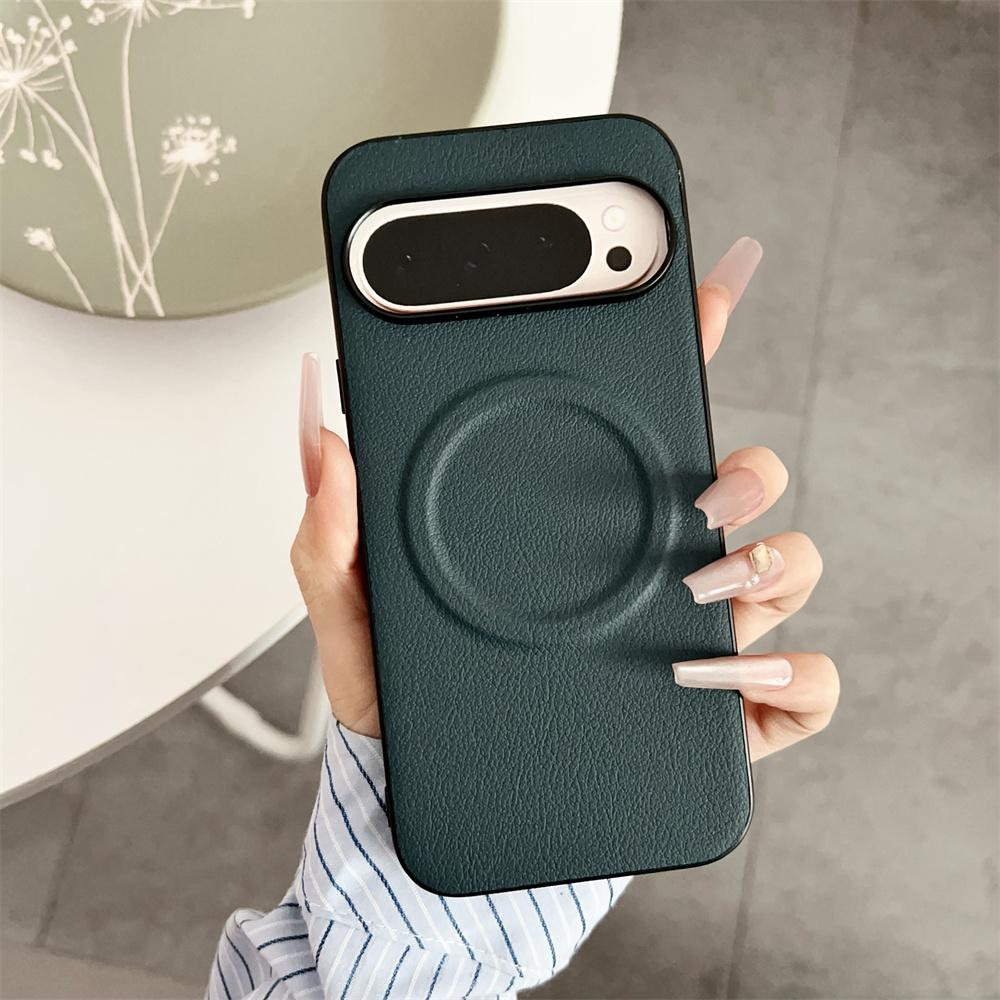 Luxury for Magsafe Leather Case For Google Pixel 9 ProXL 6 7 8 Pro 9Pro 8A 7A Magnetic Wireless Charge Shockproof PU Soft Cover