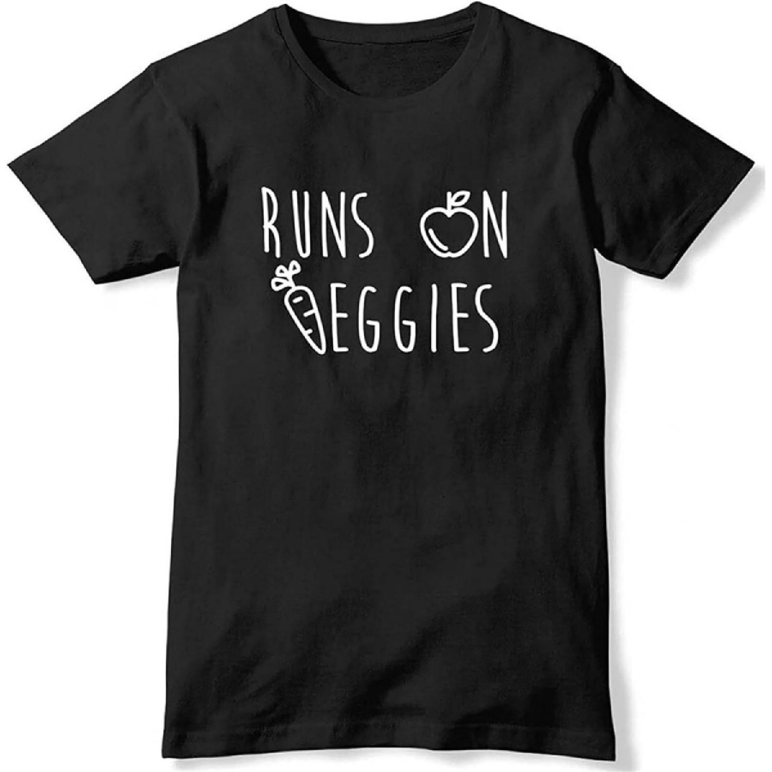 BEGOBERG Runs On Veggies Mens Funny T-Shirt Black XS XXXXXL разноцветный