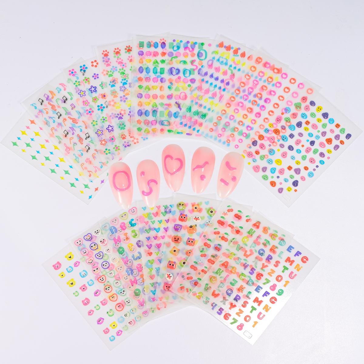 

16 шт./компл. 5D красочные желейные цветы вишневые наклейки для ногтей Kawaii мультфильм смешные бобы клейкие наклейки для ногтей слайдеры наклейки своими руками