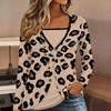 Tops for Women  Leopard Print Long Sleeve Fake Two‑Piece Top Fall Casual Slim Pullover Women's Long Sleeve Top