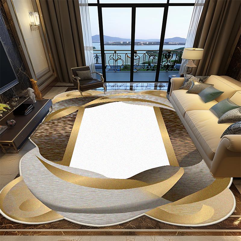 European Style Irregular Shape Living Room Carpet Luxury Decoration Bedroom Soft Large Rugs Office Non-slip Foldable Floor Mat