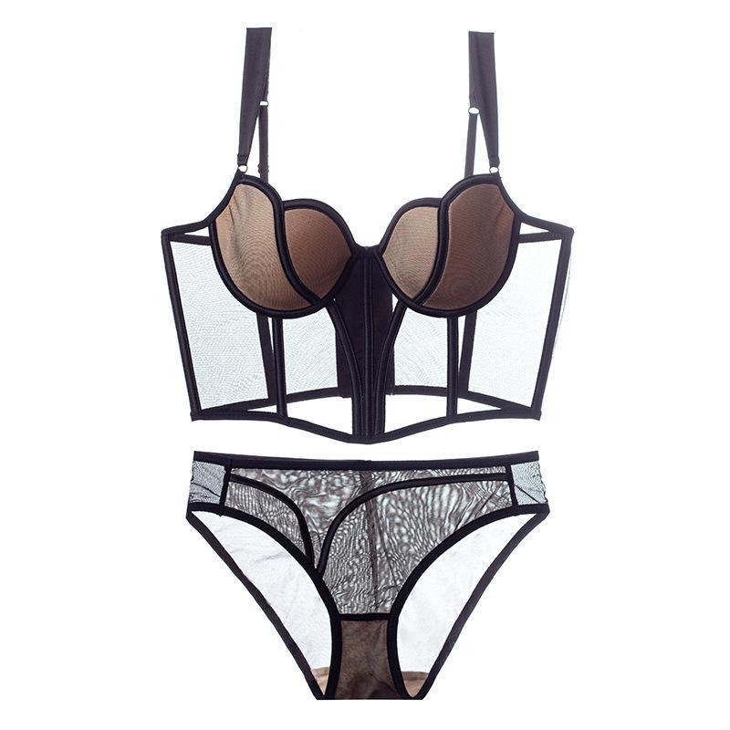 

Французское чистое желание жилет-бра с косточками тонкий большой бюст маленький бюст собирающий антипровисающий сексуальное нижнее белье M чёрный