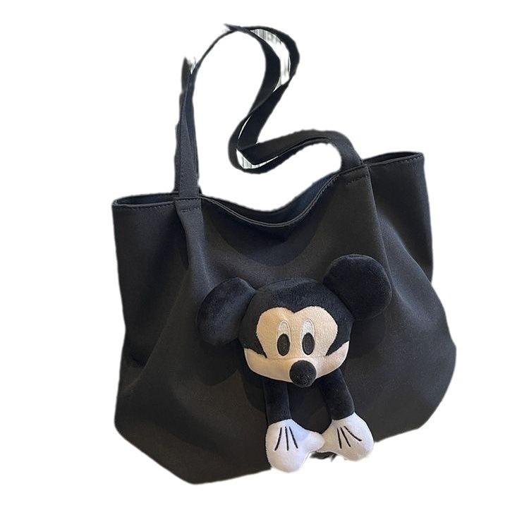 Mickey Mouse Donald Duck Canvas Tote Bag Large Capacity With Zipper Closure For Daily Use