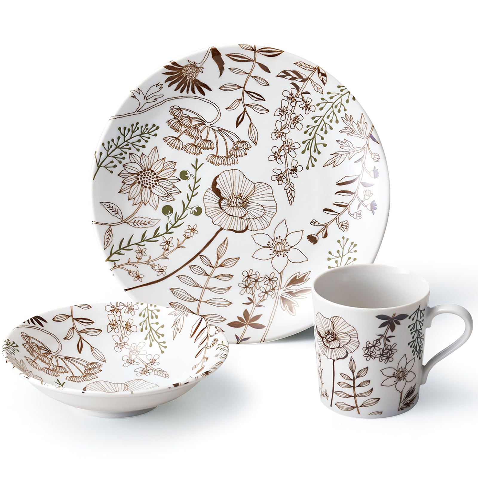 Aito Seisakusho Lightweight 23cm Cafe Salad and Gift Set for One Mino Dishwasher and Microwave Perfect for and Floral Design in and Made in Product