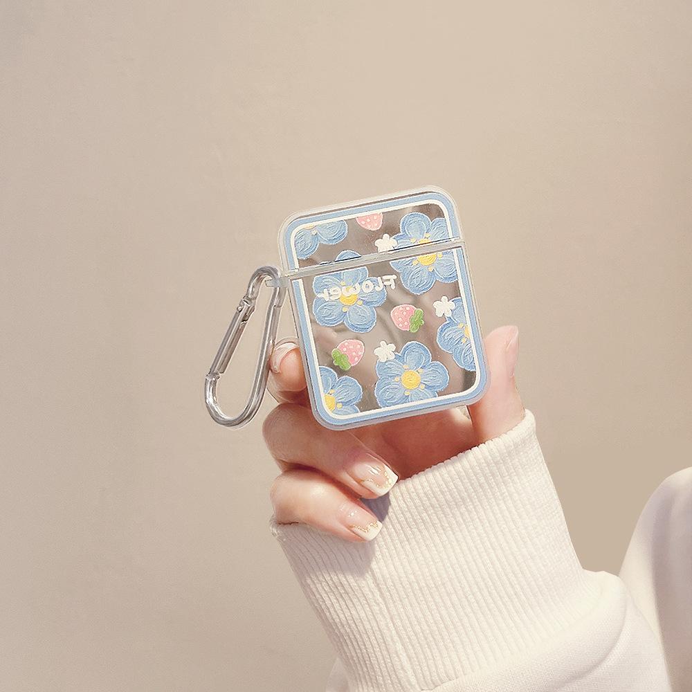 Funda para auriculares Apple Airpod Pro con gancho de silicona suave y flor de fresa, funda bonita para Air Pod 3, 2 y 1