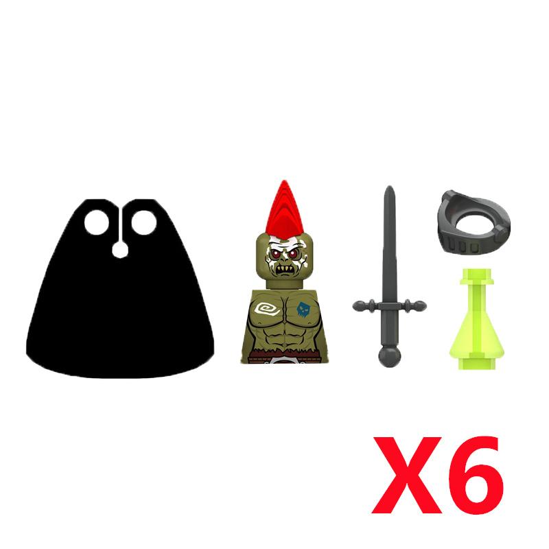 Medieval Soldier Knight Figure MOC Building Block Green Dragon Castle Infantry Orcs Pirate Roman Cavalry Weapons Toys Gifts D122
