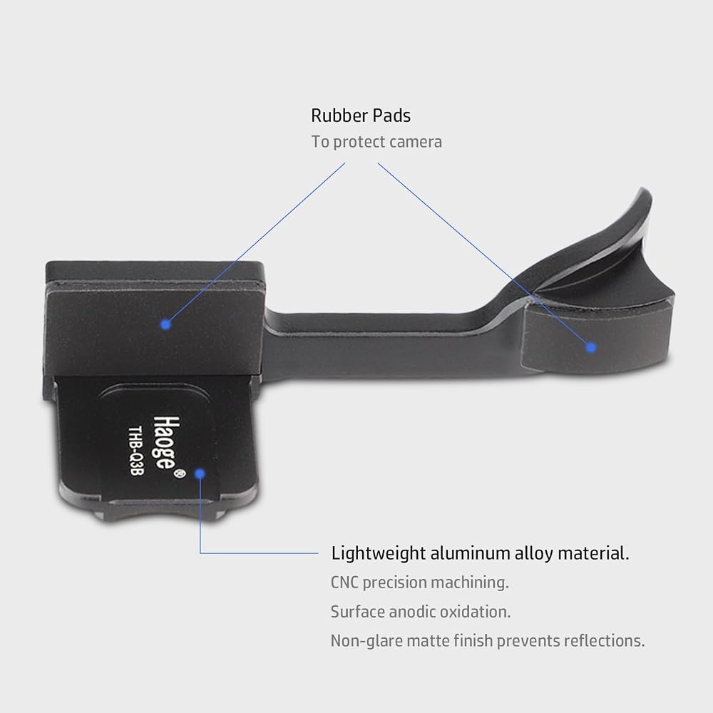 Haoge Metal Thumb-Up Grip for Leica Q3 Q3 43 Camera Foregrip Digital Accessory THB-Q3B Hot Shoe Thumb-Up Rest Support Handgrip