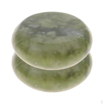 2 Pezzi Massaggio Giada Naturale per Rilassamento Corpo Spa (1.2 X 1.57 Pollici)