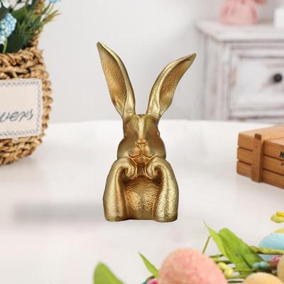 Goldfarbene Harz-Hase Tischdekoration, Goldene Polyresin-Hase Dekoration Hasenfiguren, Osterhasen Osterdekoration