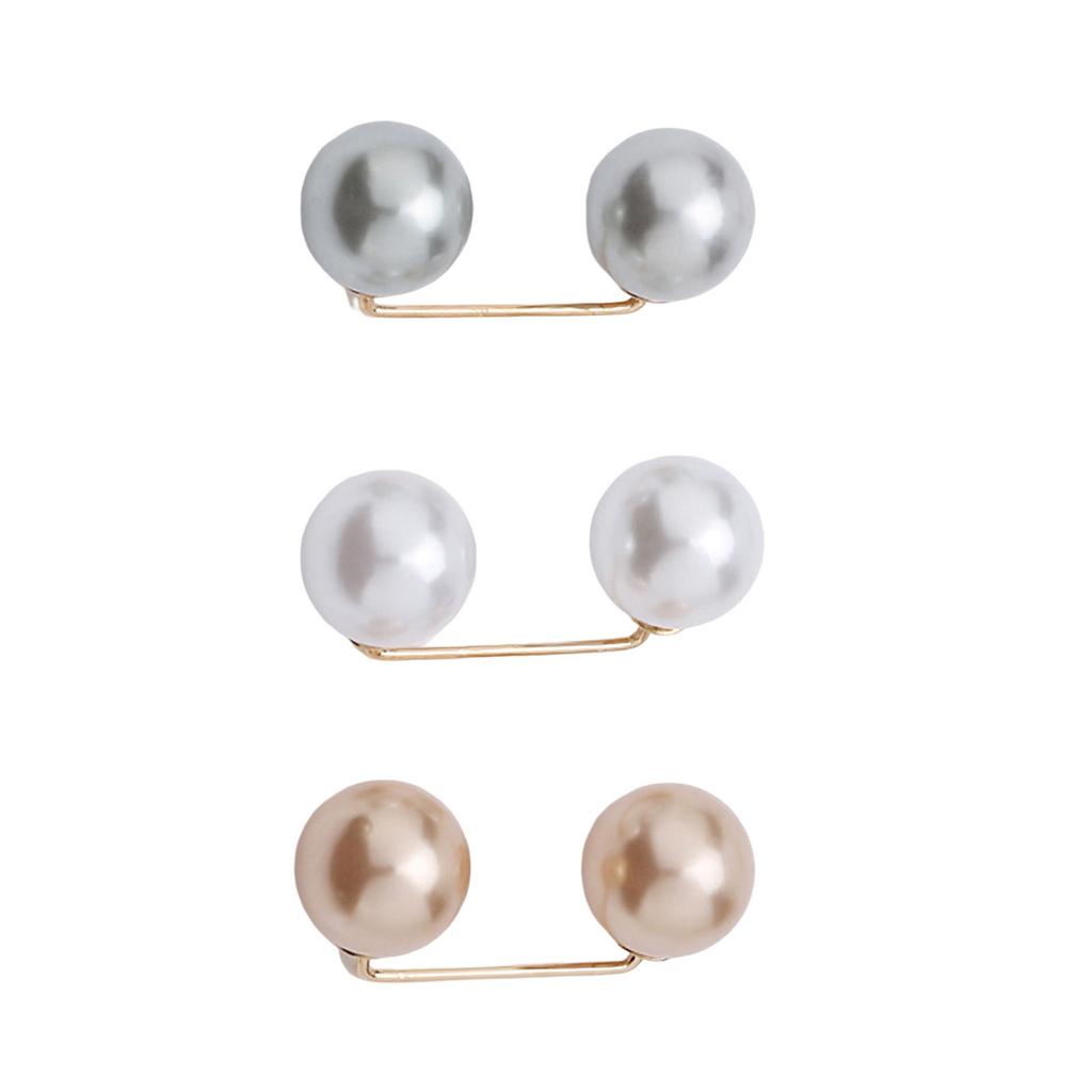 3 Stück künstliche Perlen Broschen Pins Pullover Schal Clips Taille Artefakt Sicherheitsnadel für Bankett Hochzeitskleider Röcke