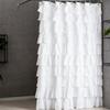 Shower Curtain 70 inch Boho Vintage Ruffle Bathroom Curtain with Hooks for Decoration