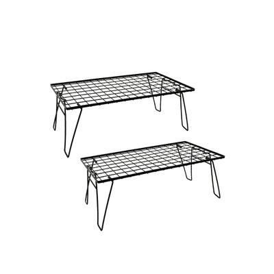 HIBARI Field Rack Camping Rack Set Matte Black Camping Storage Compact Outdoor Wagon Outdoor Table Folding Table Low Chair Outdoor Camping Table