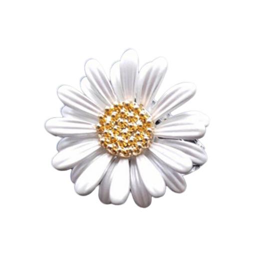 Women Brooch Sparkling Rhinestones Chrysanthemum Shape Lapel Pin Suits Coats Bags Scarves Badge Versatile Accessory