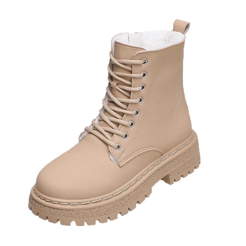 

Martin boots women s winter new thick-soled retro velvet thickened warm side zipper locomotive short boots 40 бежевый