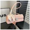 Women's Textured Underarm Baguette Bag with Silk Scarf - Early Spring 2025 Fashion