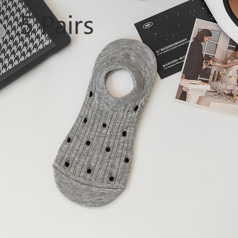 

5 Pairs of Female Spring and Summer Thin Mesh Bow Breathable Shallow Mouth with Cute Invisible Socks 5 Pairs серый