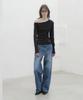 Mosyupamosyu Ribbed One-Shoulder T-Shirt [Black]