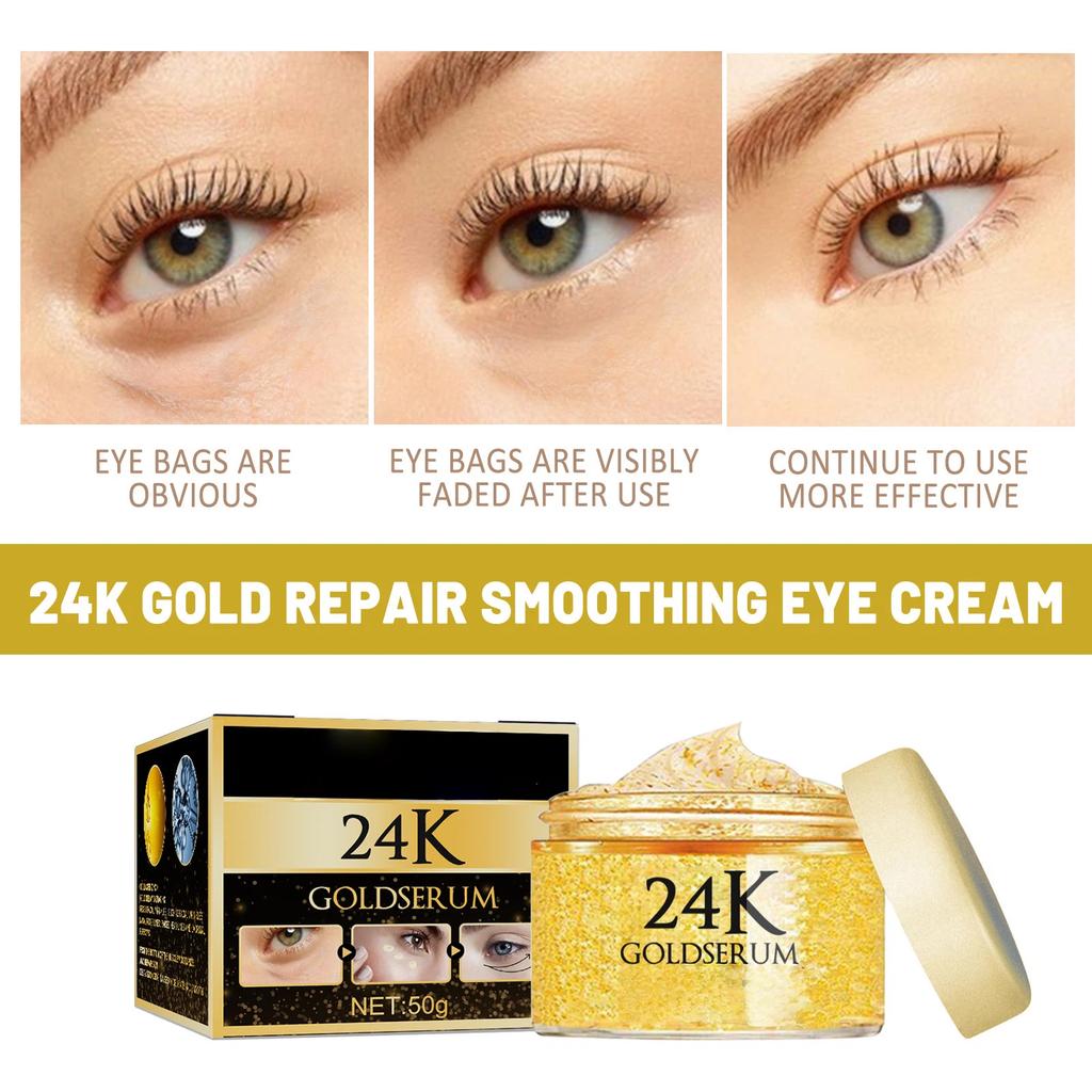 24K Gold Repair Soft and Tender Eye Cream Nourishes and Desalinutes Fine Lines, Dark Circles, Moisturizing and Tightening Eye Lenses