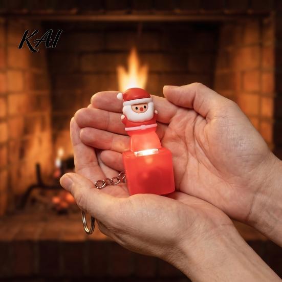 Christmas Gift for Adults Santa Claus Luminous Voice Keychain, Type?C Rechargeable Fidget Toy, Shape Key Holder Portable LED Light Pendant