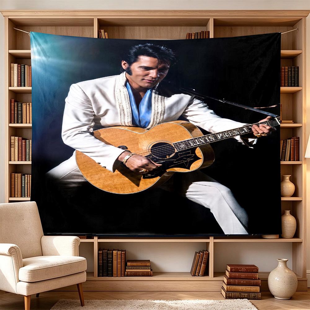 Elvis Presley Guitar Performance Large Size Wall Tapestry, Room Aesthetic Decor for Living Room Party Background,Perfect Gift