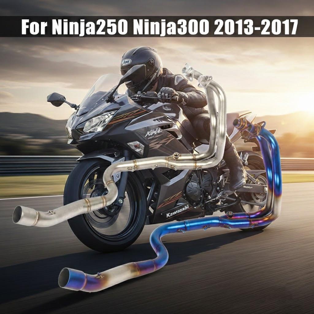 Tubo di scarico anteriore in acciaio inossidabile compatibile per Kawasaki Ninja 250/300 (2013-2017)