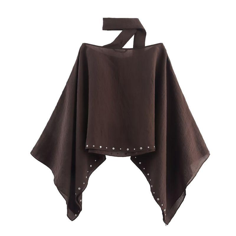

Kaslead New Women clothes Western Style Fashion Simple Rivet Scarf Poncho 3067719 700 Brown L