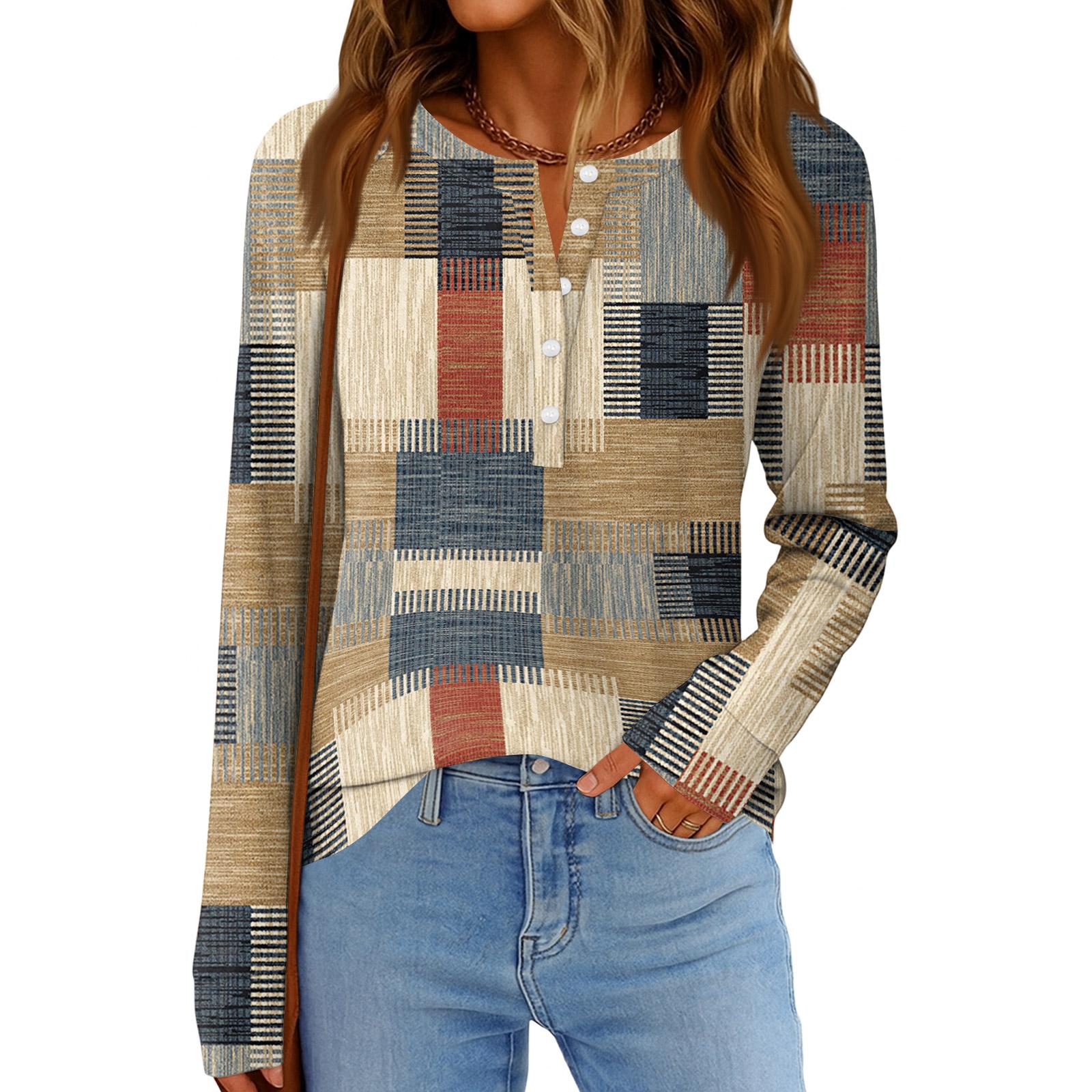 

Женская мода Свободный топ с длинным рукавом и круглым вырезом в повседневном стиле S