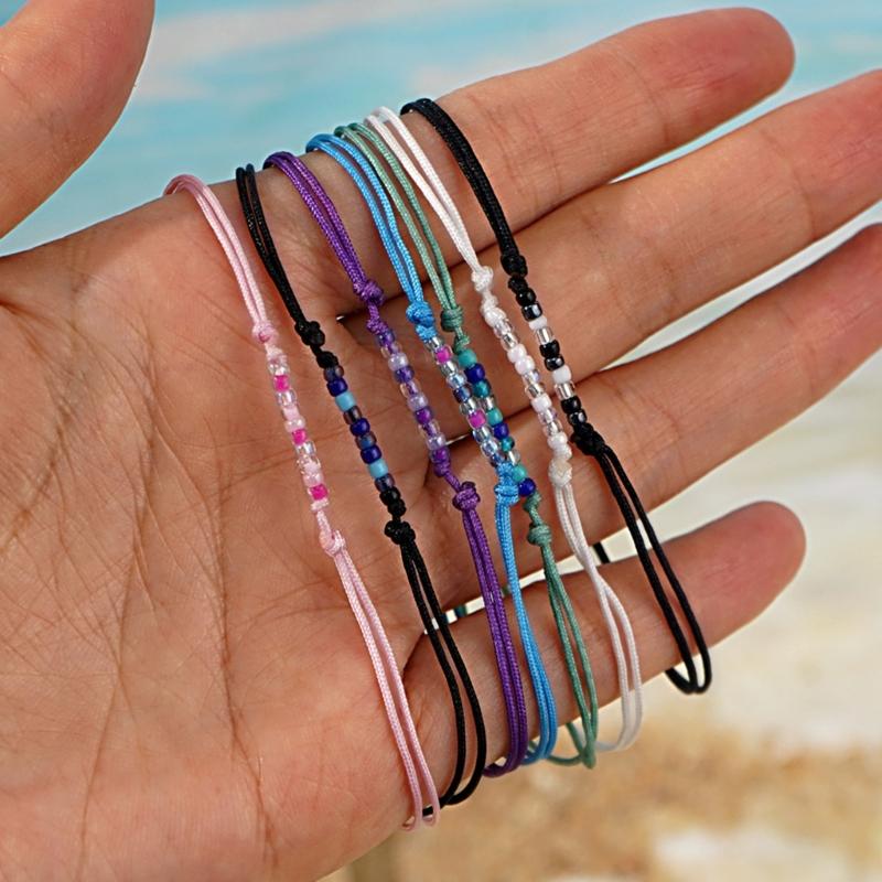7Pieces Handmade Colorful Woven Bracelets Adjustable Size Wristband for Fashion Enthusiasts and Unique Style Lovers