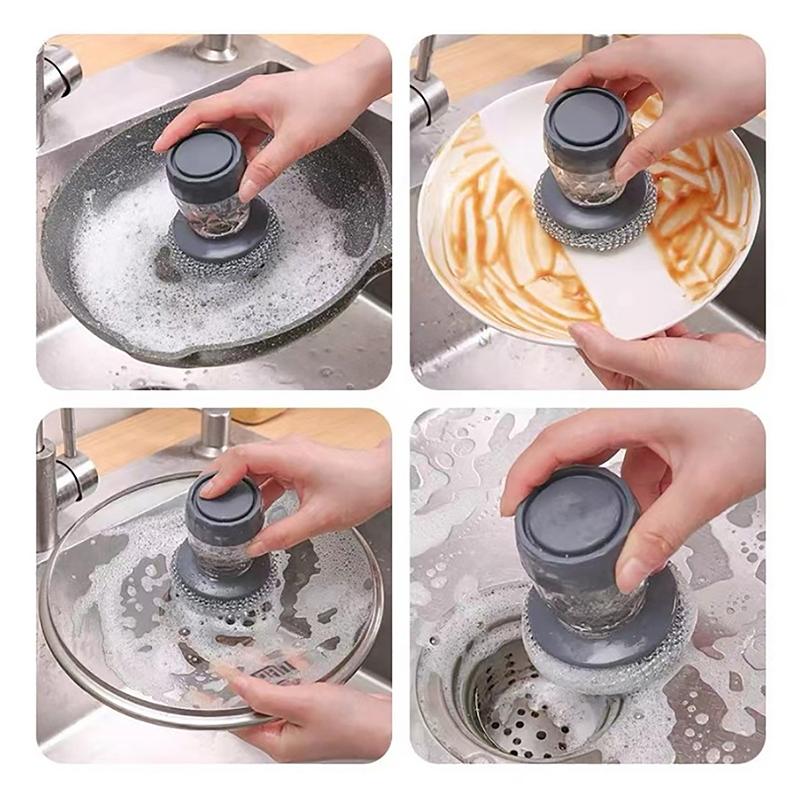 Küchenspültopf-Spülbürste, Utensilien mit Spülmittelseifenspender, Haushaltsküche, Haushaltsherd-Reinigungswerkzeug