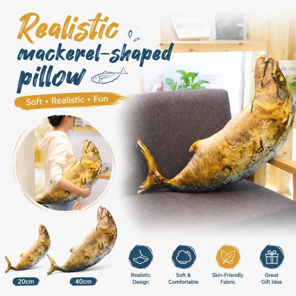 Realistic Mackerel Plush Pillow Soft Stuffed Fish Plush Toy Birthday Parties