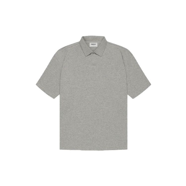 Fear Of God Essentials SS21 Short Sleeve Polo Unisex Polo Shirts Dark-Heather-Oatmeal FOG-SS21-615