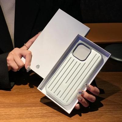 3D Vlnitý Proužek Stylový Business Kufr Pouzdro na Telefon pro IPhone 16 15 14 13 Pro Max Kryt Tvrdý Nárazuvzdorný Nárazník Luxusní Funda