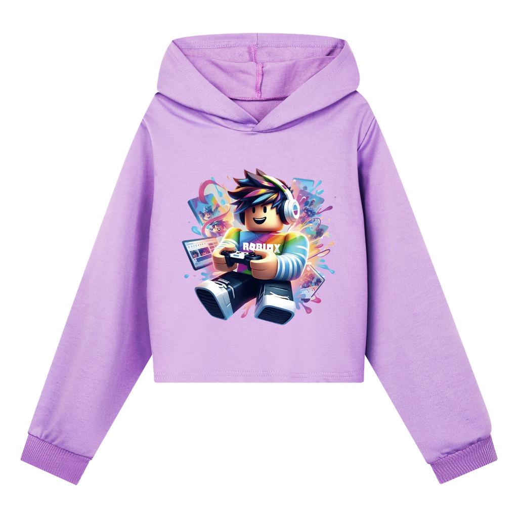 5529 Kids Girls Roblox Printed Fashion Casual Long Sleeves Hoodies 120cm фиолетовый