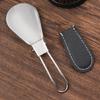 Portable Foldable Stainless Steel Shoehorn Compact Design with Faux Leather Handle For Seniors Travel And Home Use