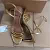 Fashion Open Toe Gold Party High Heels Women Modern Sandals Brand Designer Ankle Strap Summer Slingback Footwear Luxury Bridal Shoes