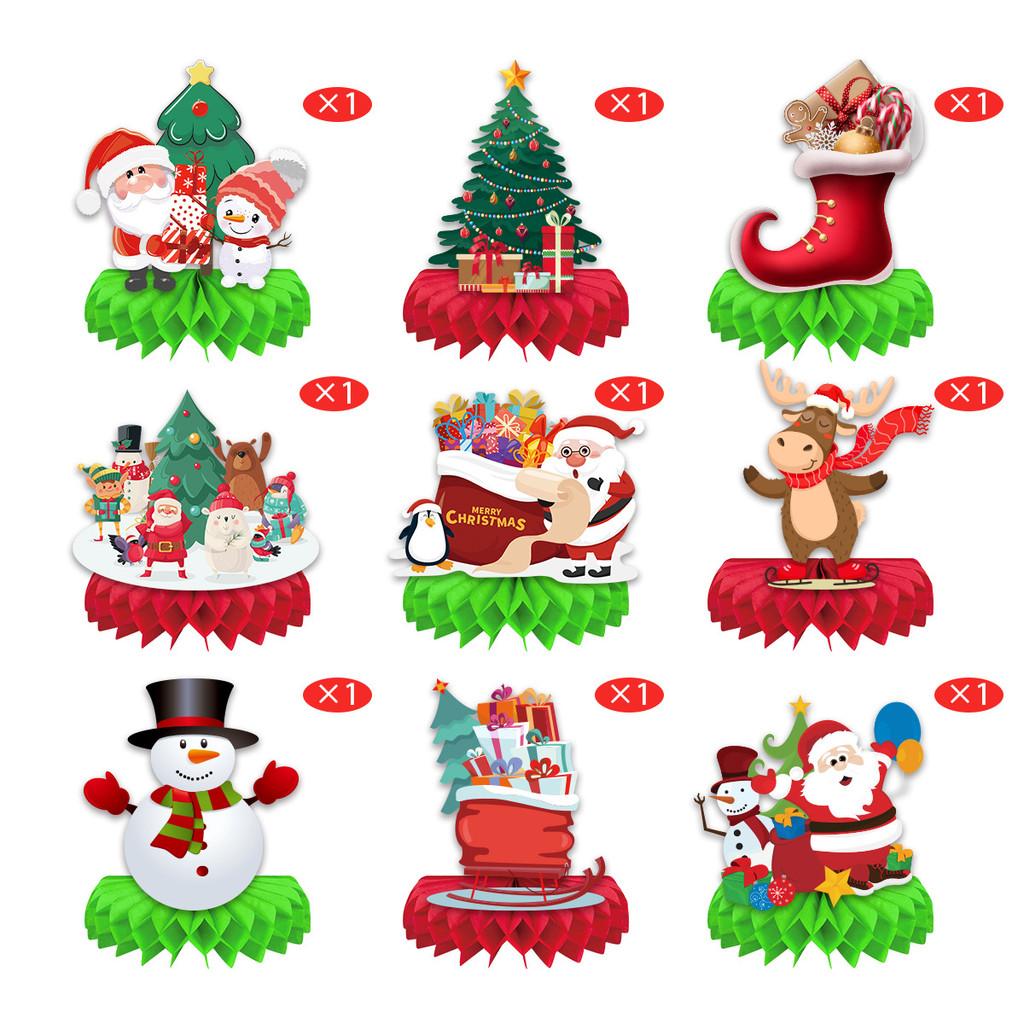 Claus Santa Christmas Snowman Paper Honeycomb Decorations For Venue Festivities