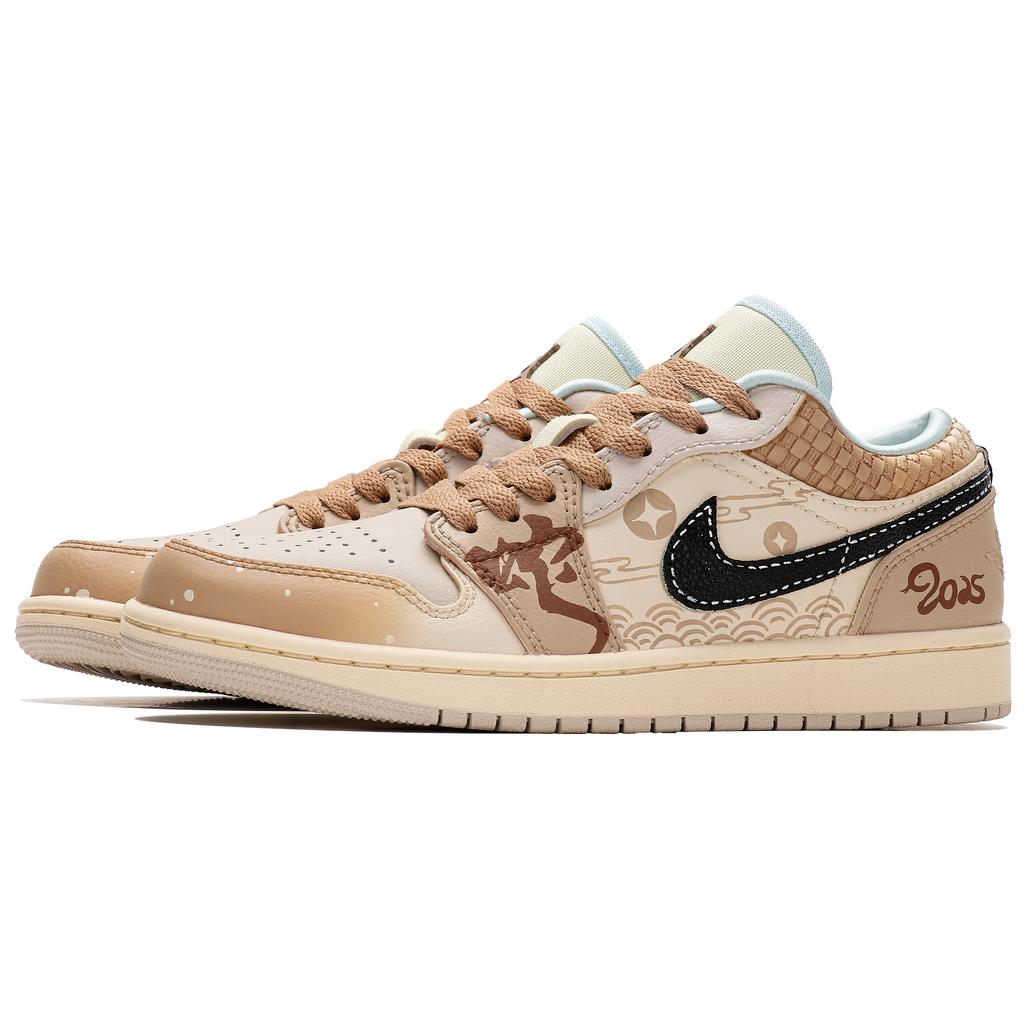 Jordan Air Jordan 1 Abrasion Resistant Abrasion Resistant Low top Vintage Basketball Shoes Women's Beige Brown HQ3440-101(TeamThree-)
