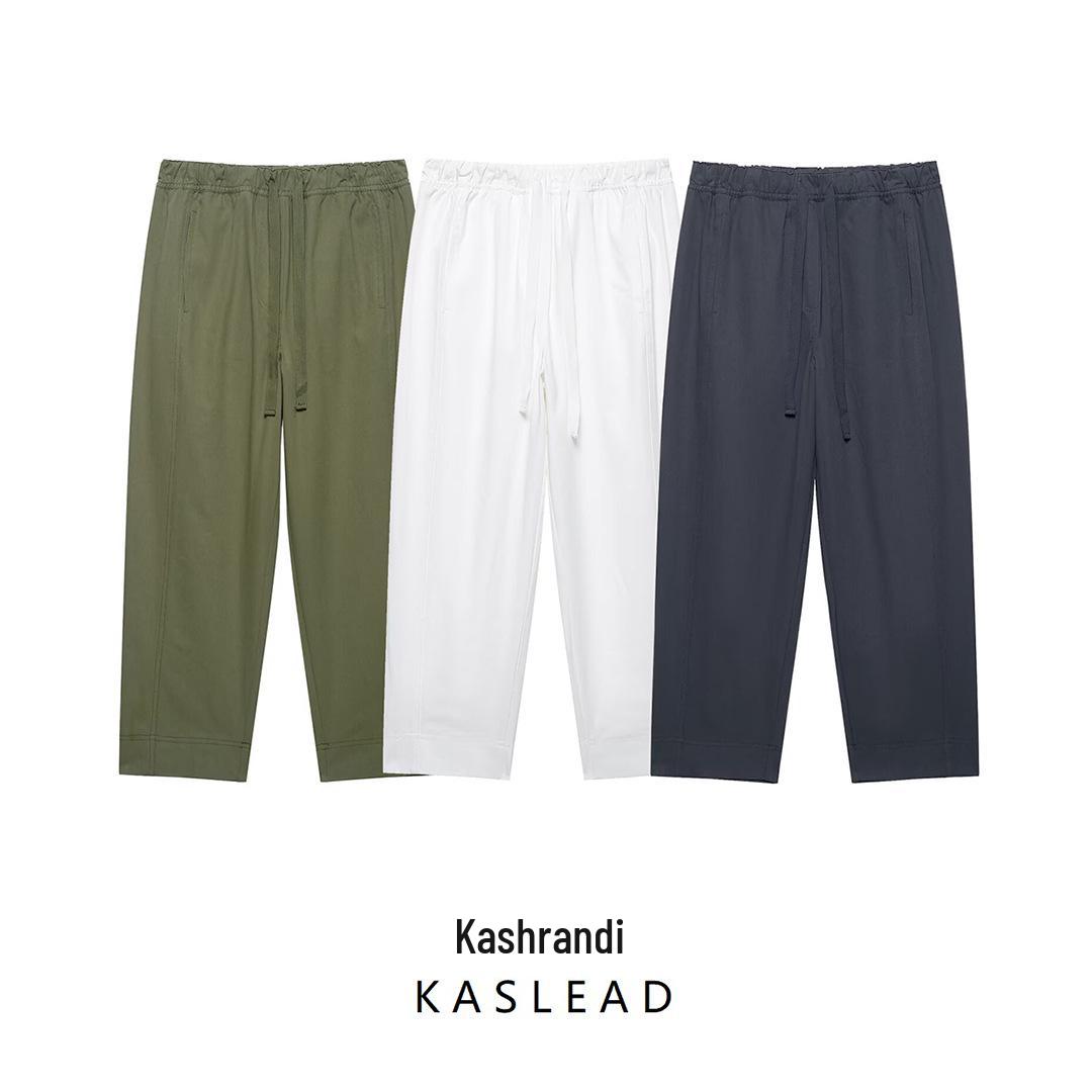 

2025 Spring Women’s European & American Style Elastic Waist Cotton Pants: Fashionable, Simple, Versatile L зелений