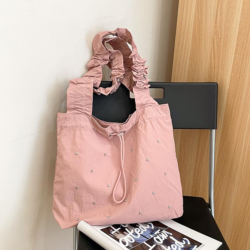 Niche nylon bag fresh new pleated tote bag fashionable versatile student large-capacity shoulder bag